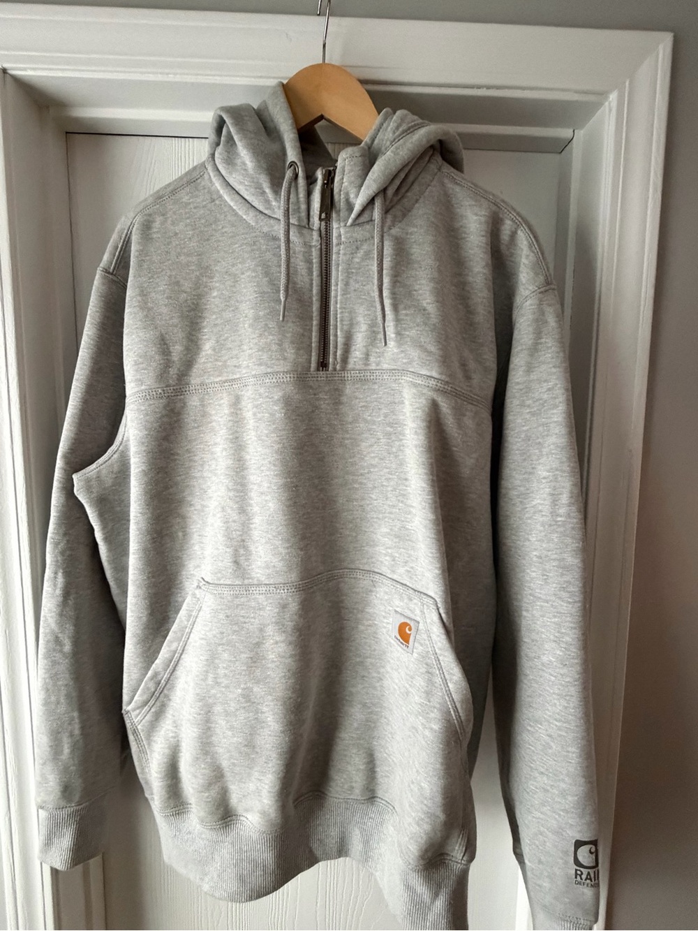Carhartt Light Gray Rain Defender Logo Sleeve Sweatshirt